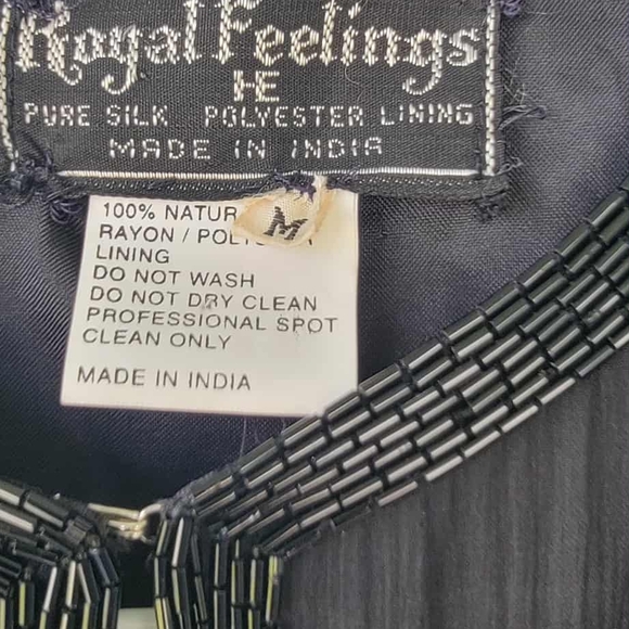 Vintage 100% Silk Black Embellished Women's Blazer Royal Feelings - Picture 7 of 13